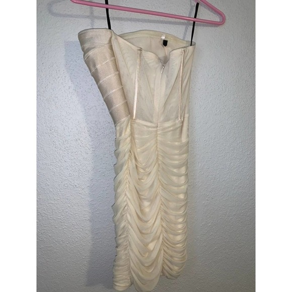 NWOT Bebe Cream Strapless Bandeau Mini Dress - Picture 6 of 8